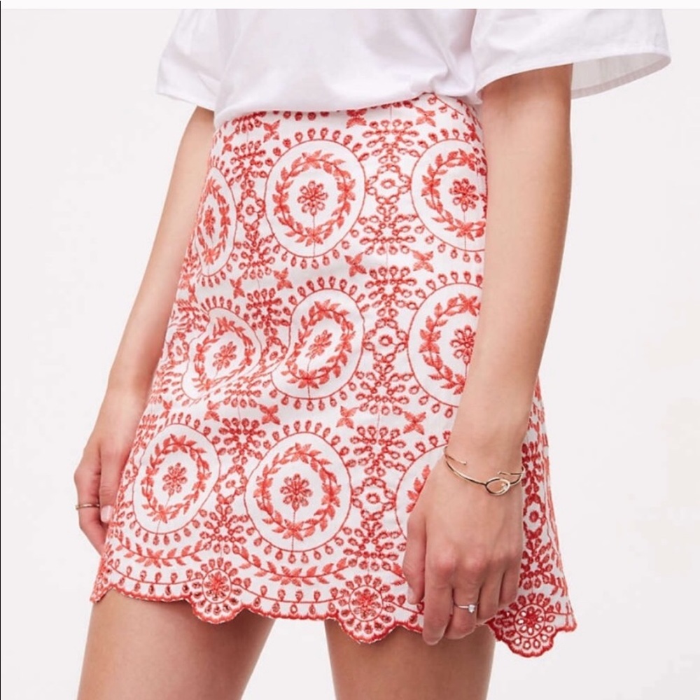 Loft Embroidered Eyelet Medallion Mini Skirt